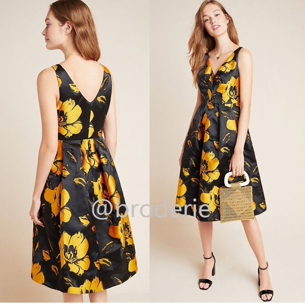 Anthropologie Eileen Jacquard Floral Midi DRESS size 4 new with tag